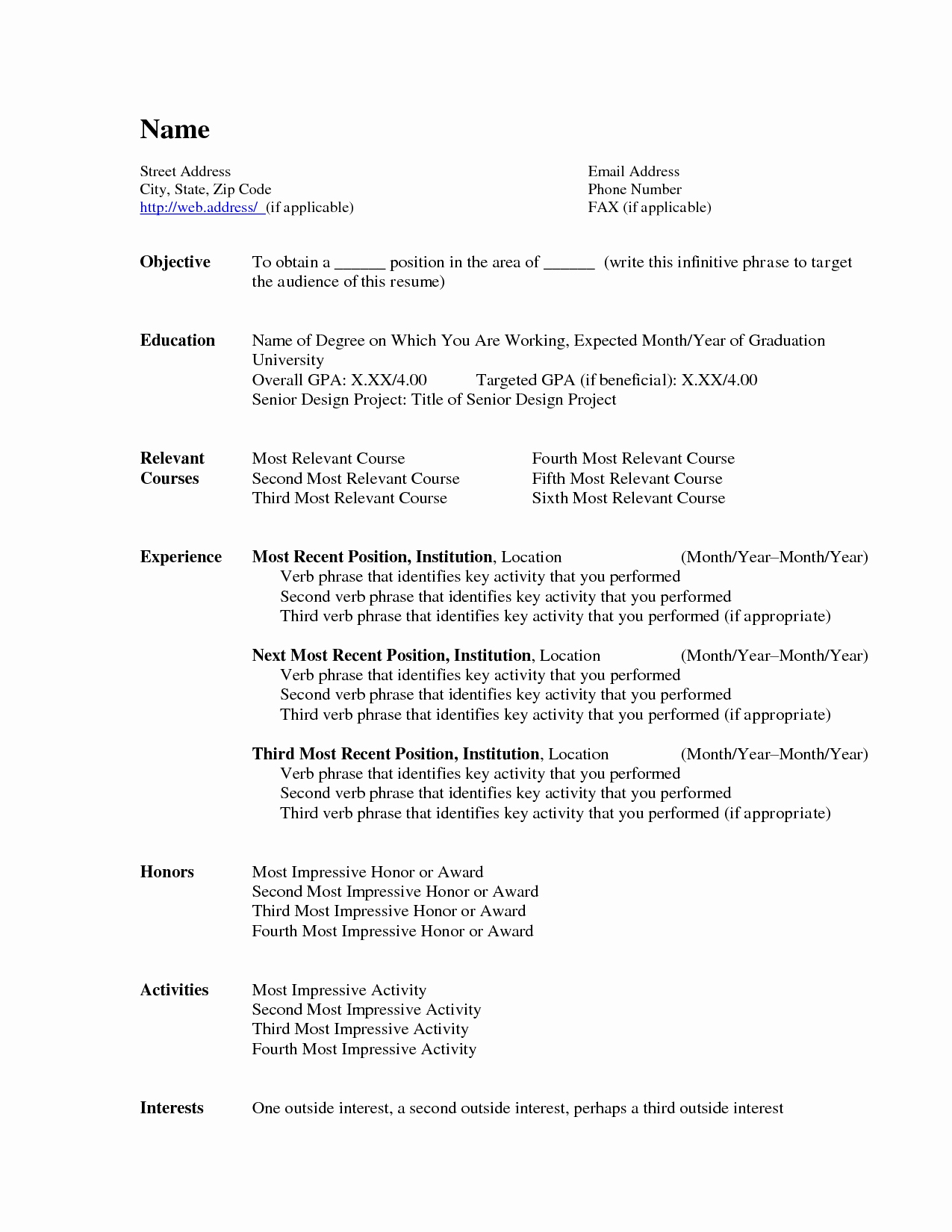 Resume Templates Microsoft Word 2010