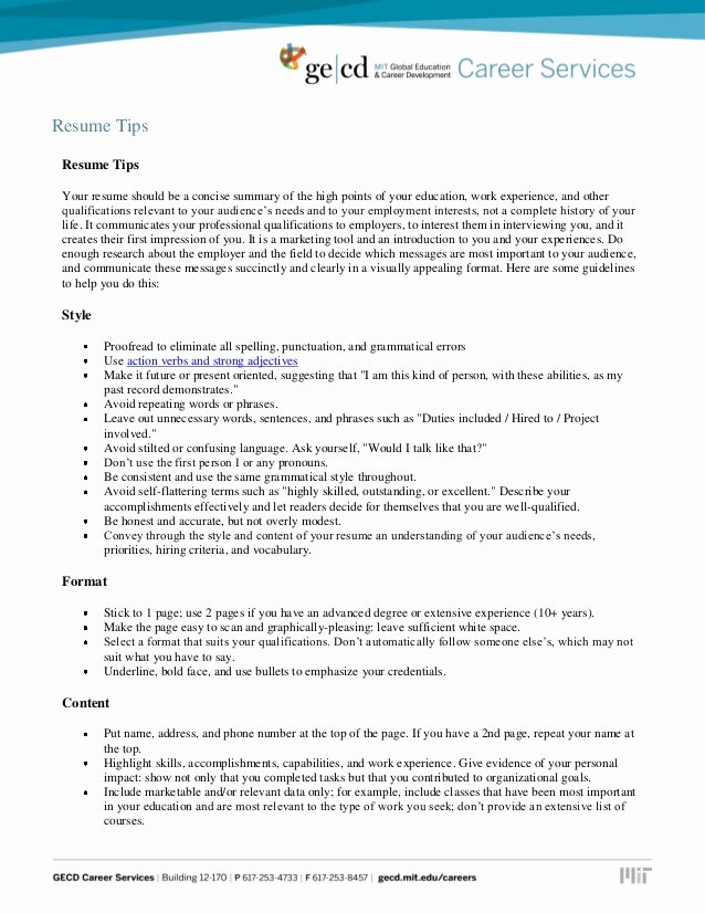 Resume Tips and Samples