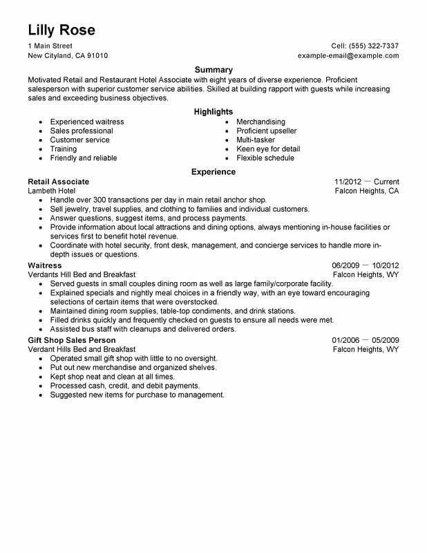 Retail and Restaurant associate Resume Examples – Free to