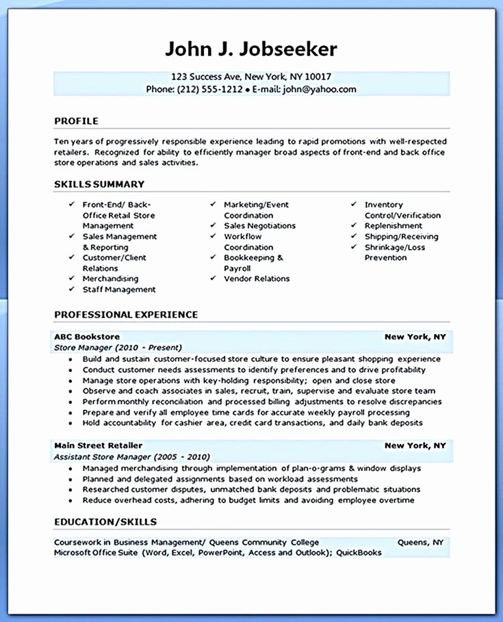 Retail Manager Resume is Made for Those Professional