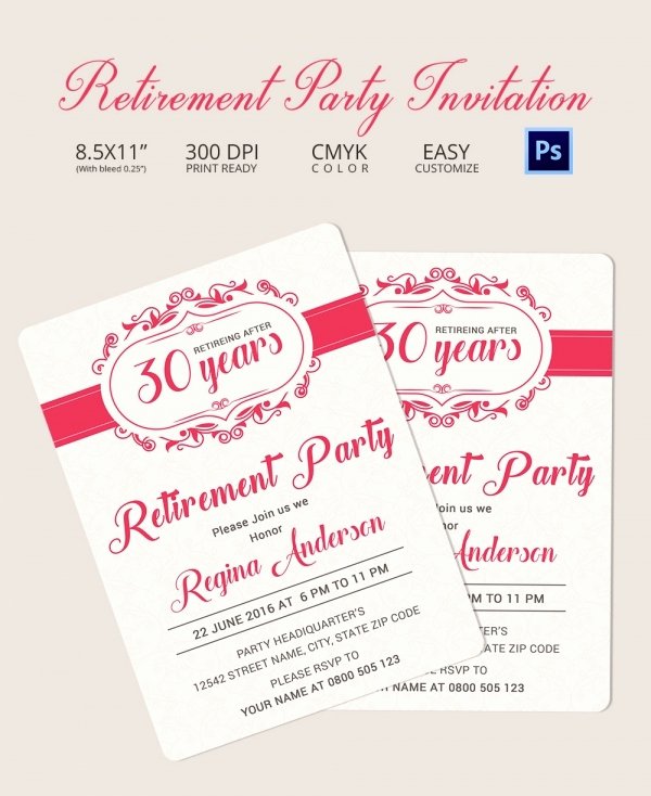 Retirement Party Invitation Template 36 Free Psd format
