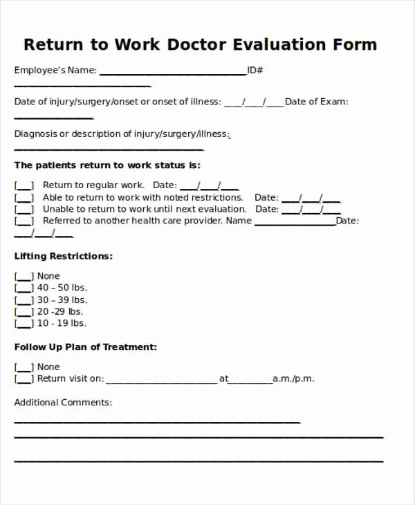 Return to Work Doctors Note Template