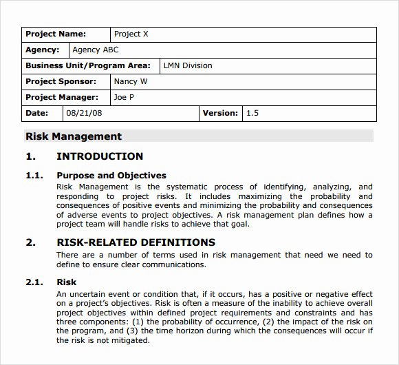 Risk Analysis Template 7 Free Download for Pdf Excel