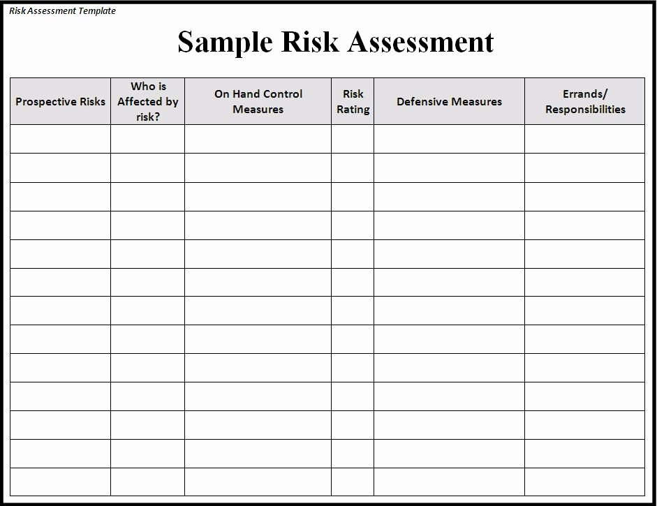 Risk assessment Template Risk Sample assessment