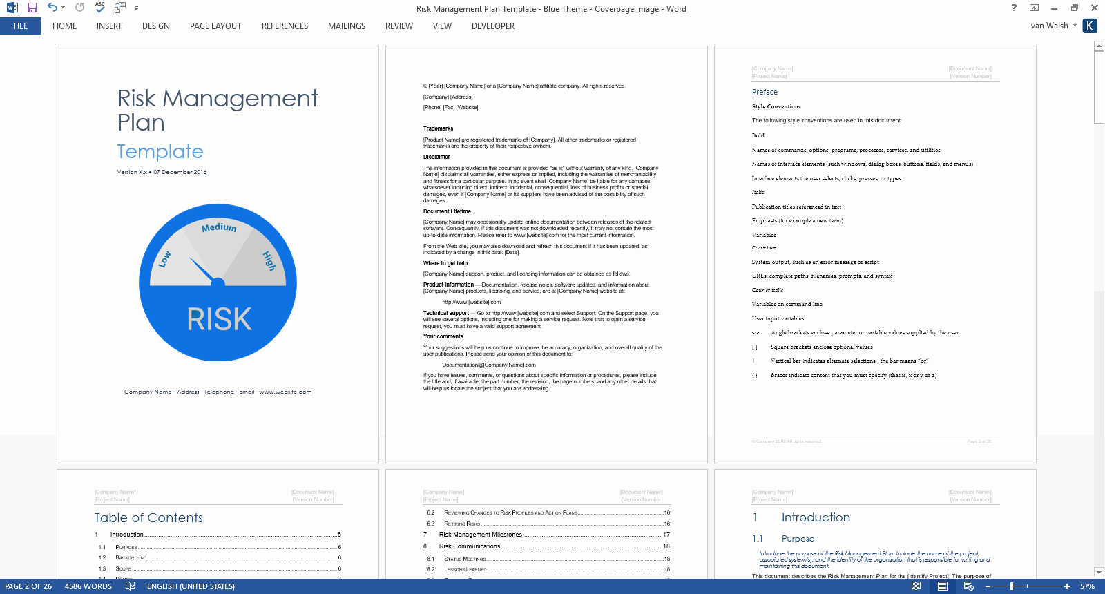 Risk Management Plan Template – 24 Pg Ms Word &amp; Free Excel