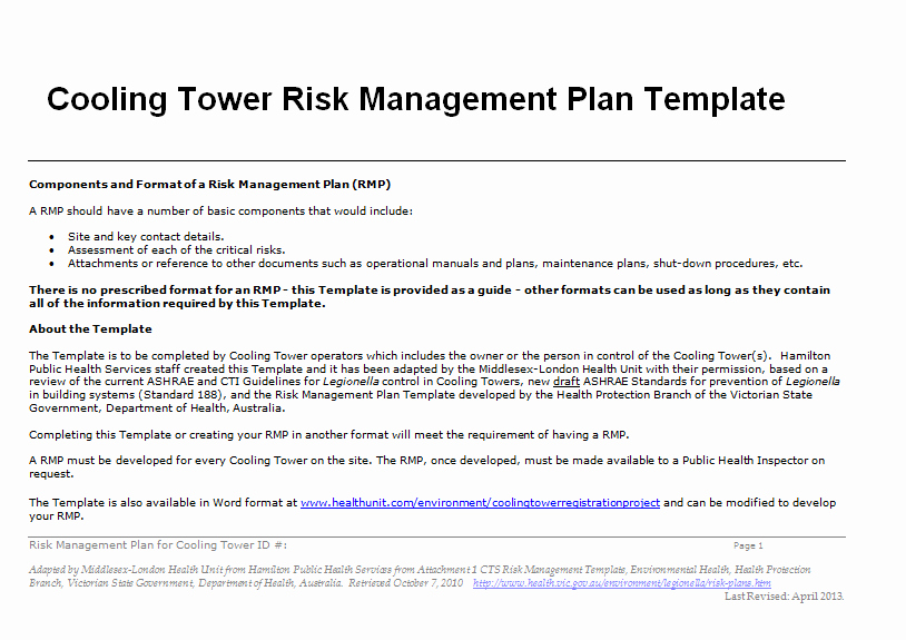 Risk Management Plan Template Doc