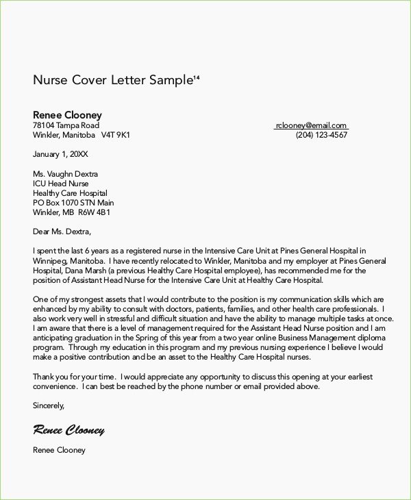 rn cover letter format