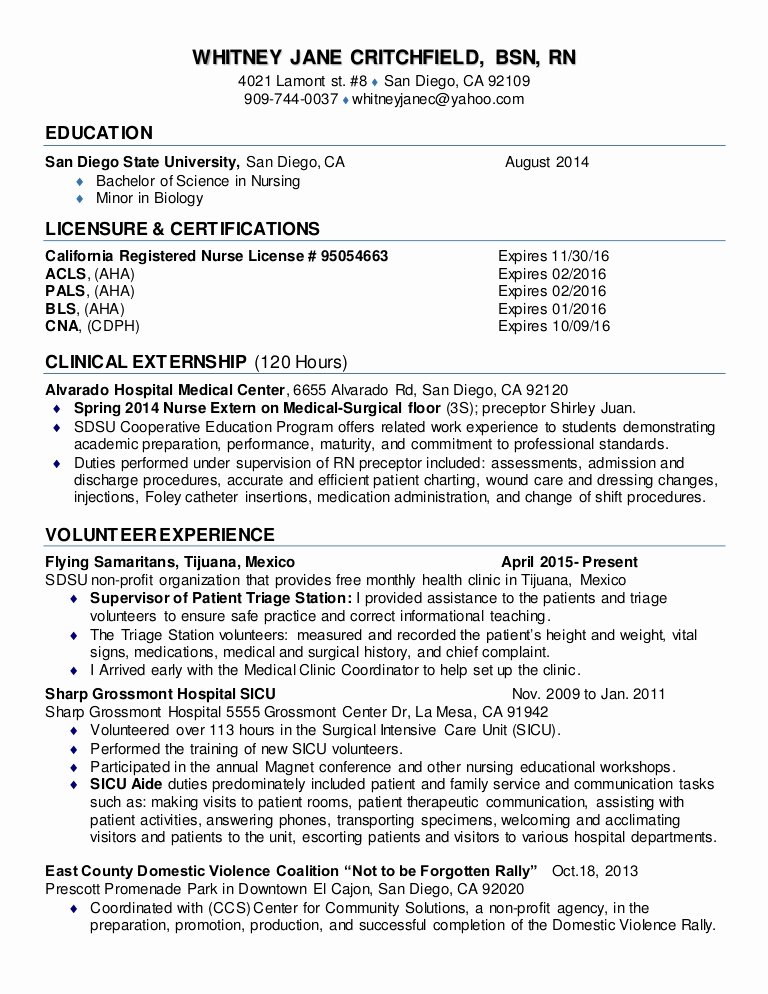 Rn Resume New Grad Draft 1