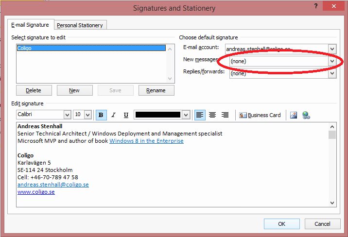 Roaming Outlook Mail Signature with Ue V