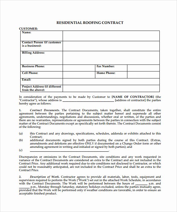 Roofing Contract Template 9 Download Documents In Pdf