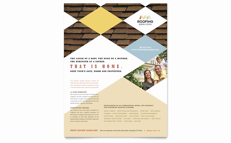 Roofing Contractor Flyer Template Word &amp; Publisher