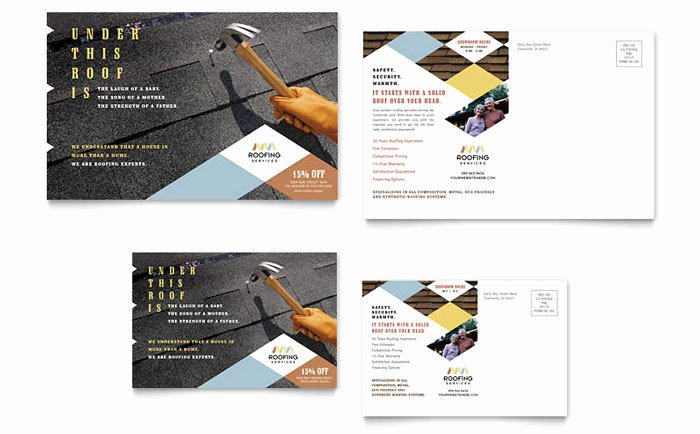 Roofing Contractor Postcard Template Design