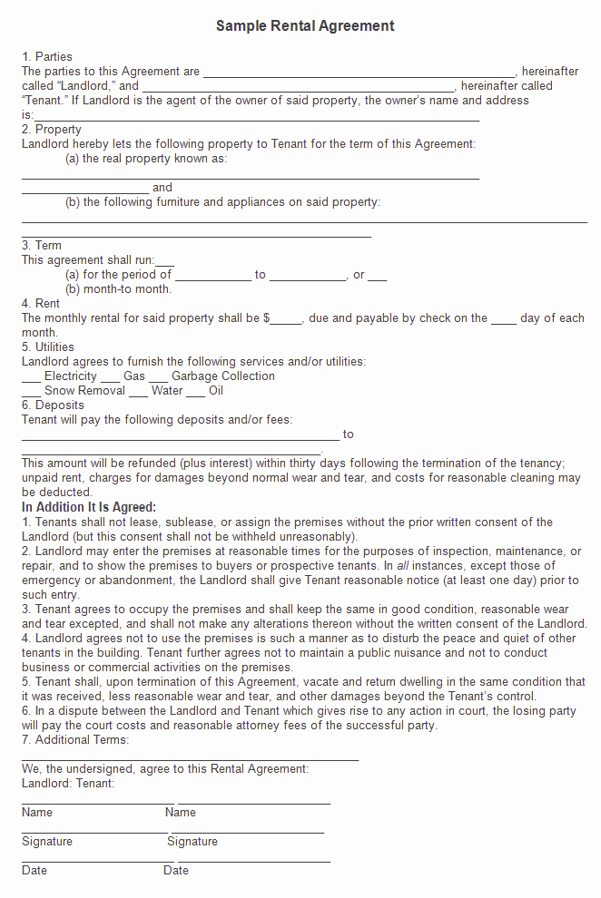 room rental agreement template