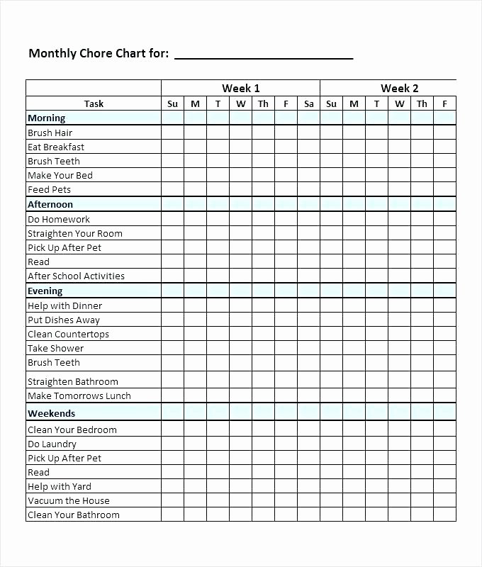 Roommate Chore Chart Template New Chore Chart Template New