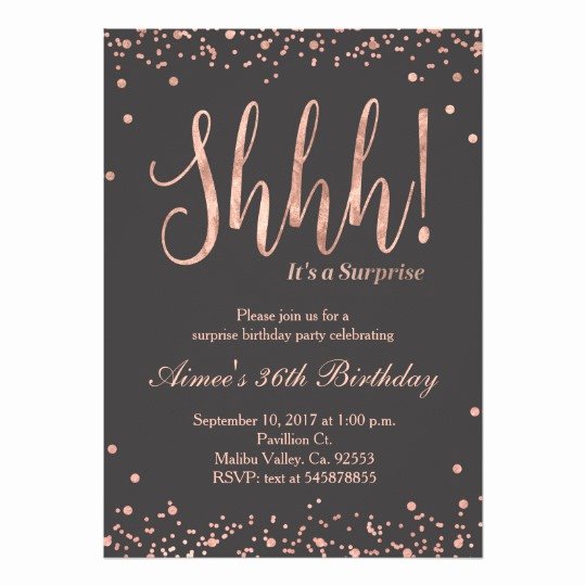 Rose Gold Surprise Birthday Party Invitation