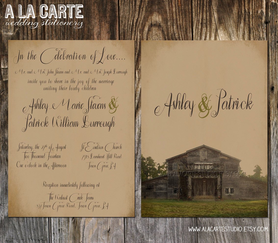 Rustic Country Wedding Invitations Template