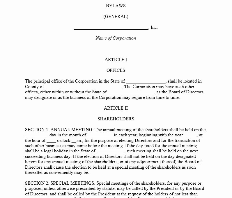 S Corp bylaws Template Invitation Template