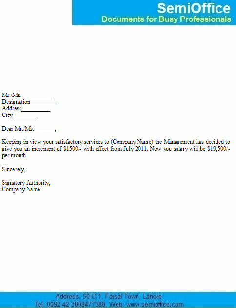 Salary Increase Notification Letter Sample for Employees