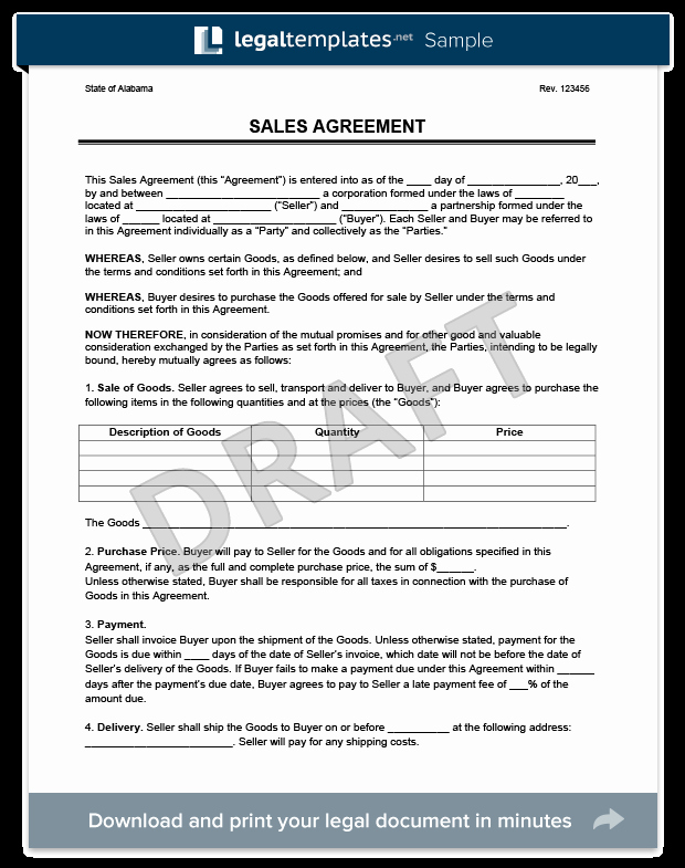 Sales Agreement Create A Free Sales Agreement form