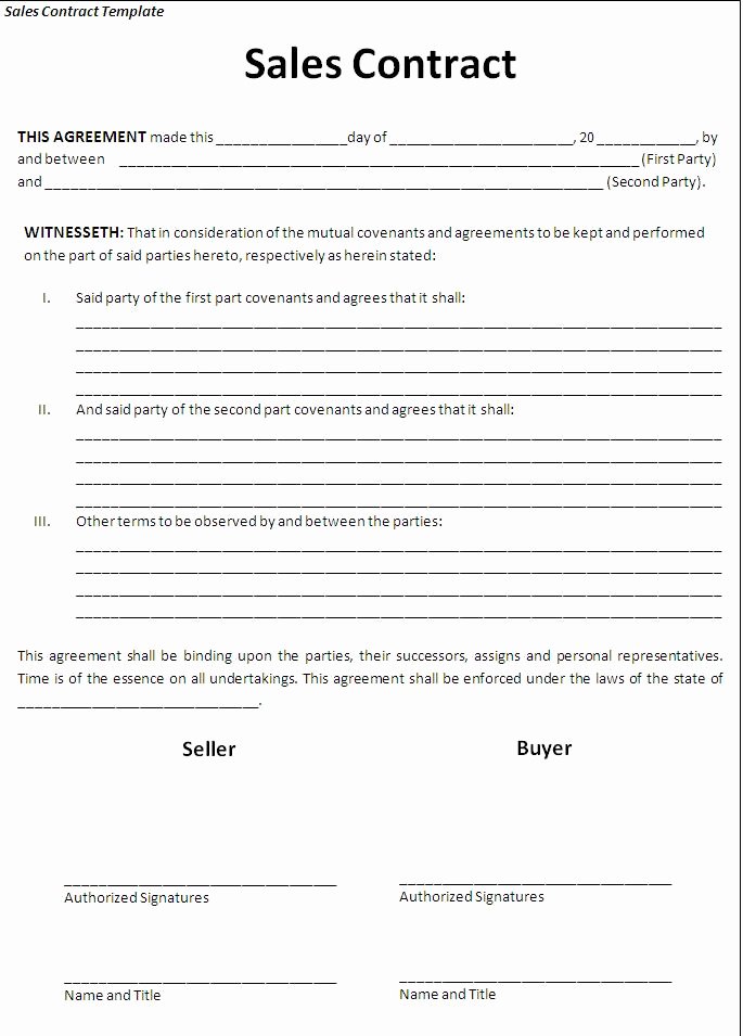 Sales Agreement Free Printable Sales Contract Templates