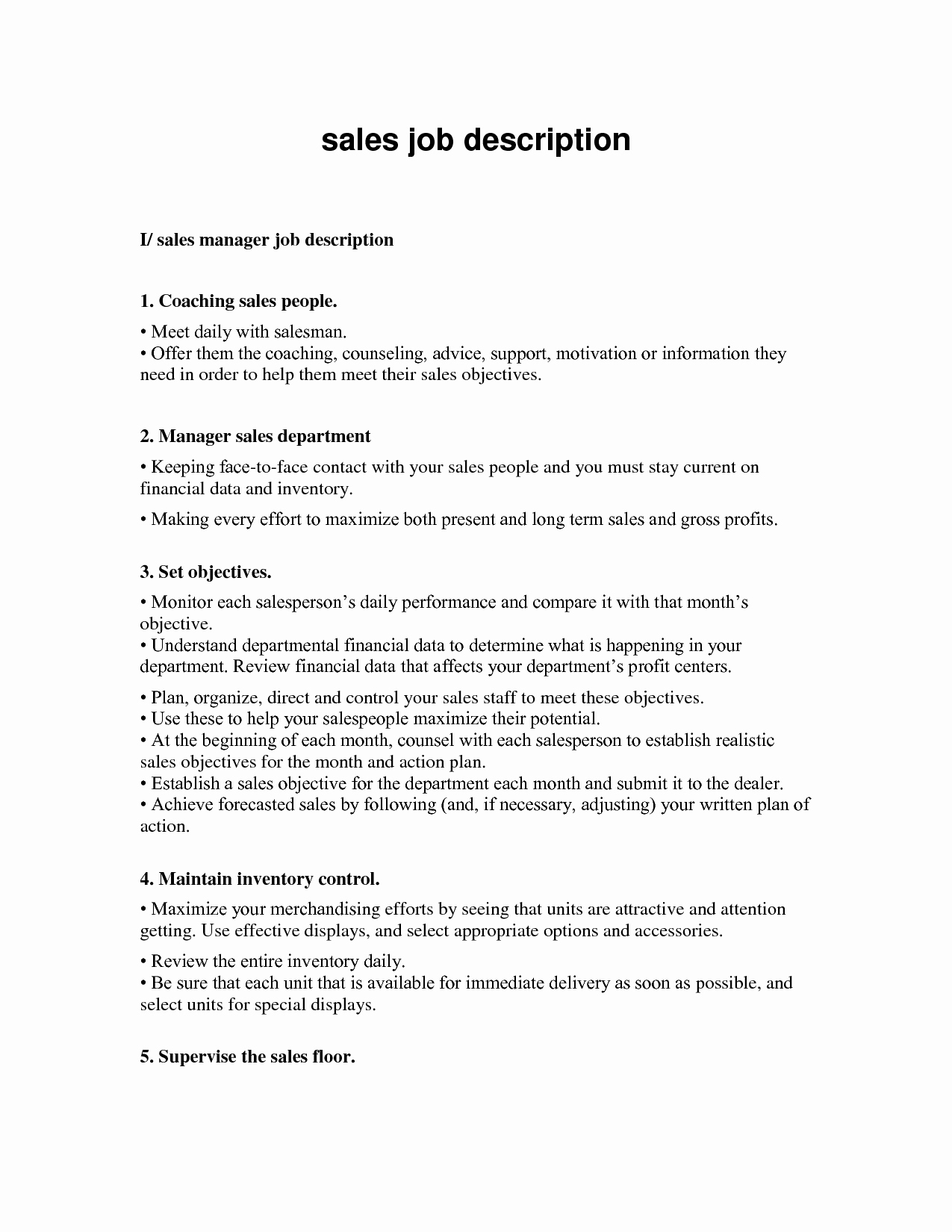 Sales associate Job Descriptions for Resume