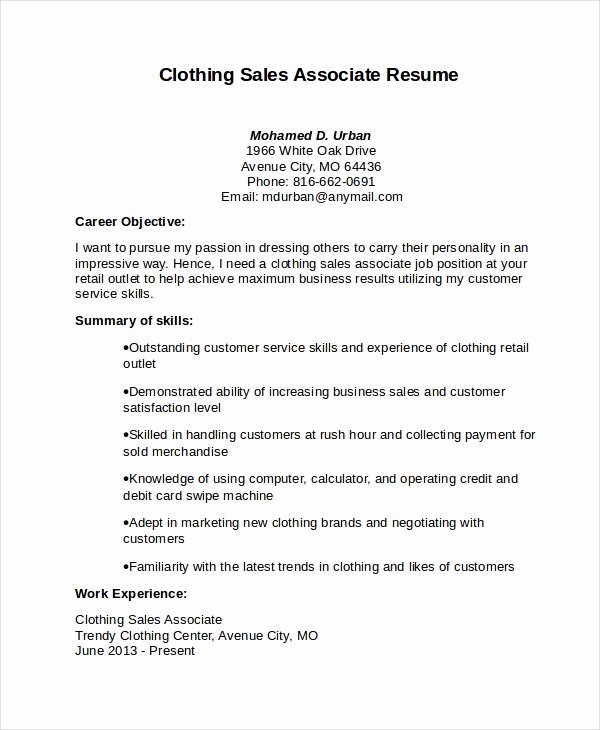 sales associate job resume