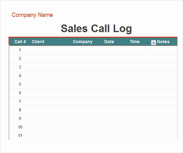 Sales Call Log Spreadsheet Bing Images