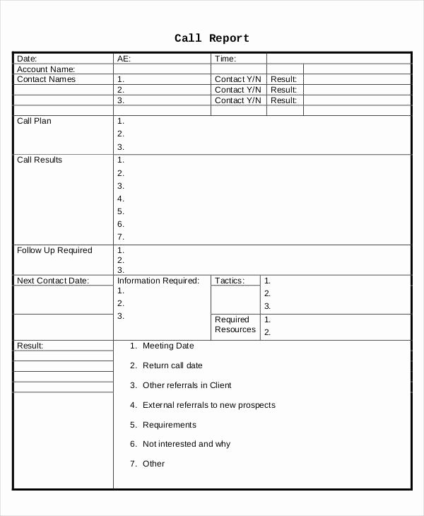 sales call report template