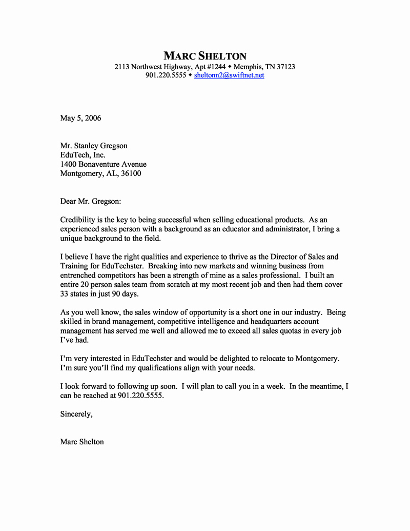 Sales Cover Letter Samples Examples