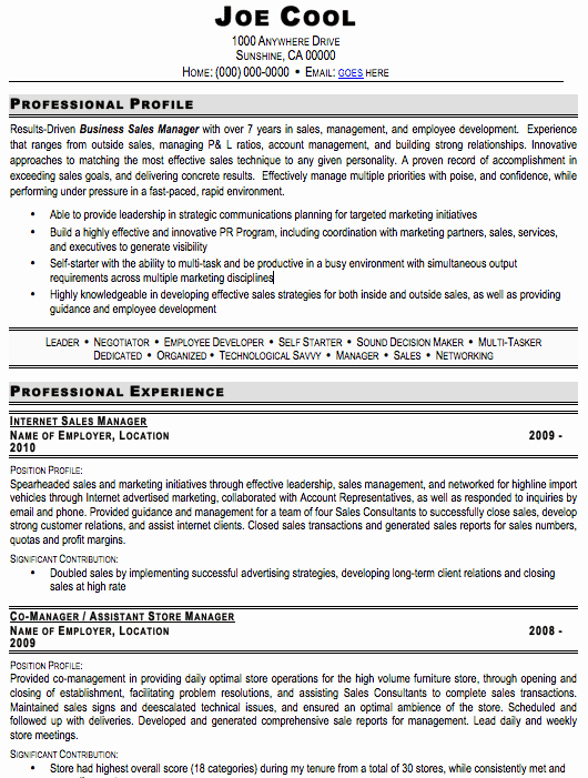 Sales Manager Resume Sample Free Resume Template