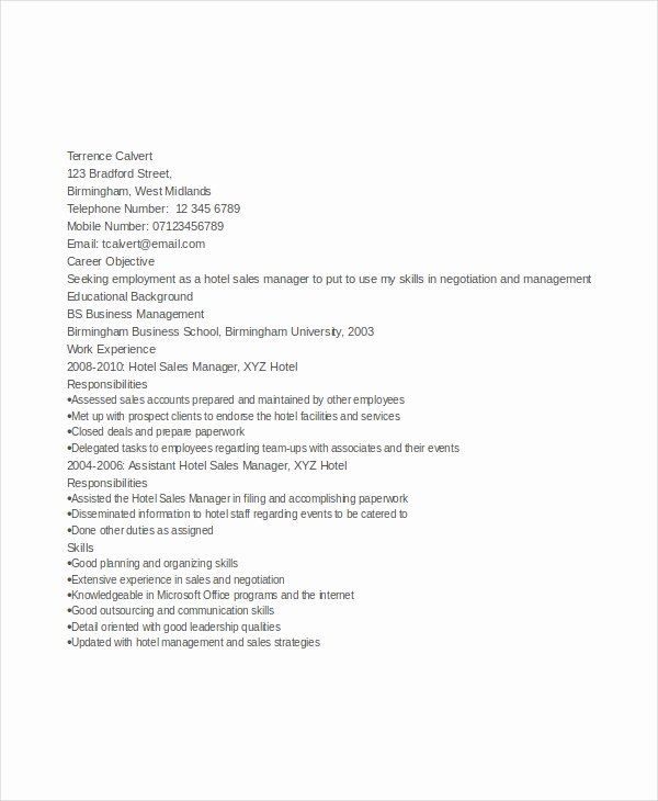 Sales Manager Resume Template 7 Free Word Pdf