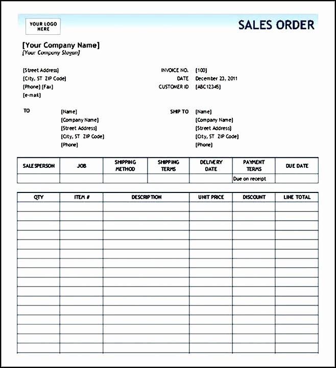 Sales order form Template