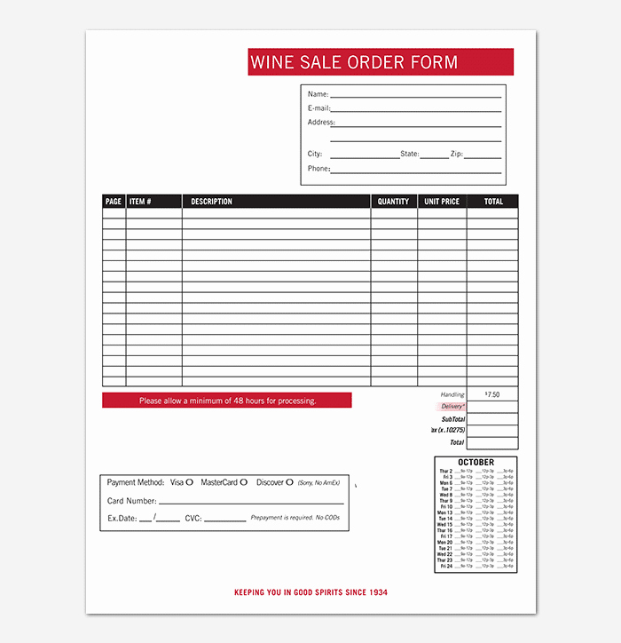 Sales order Template 22 formats &amp; Examples Word Excel