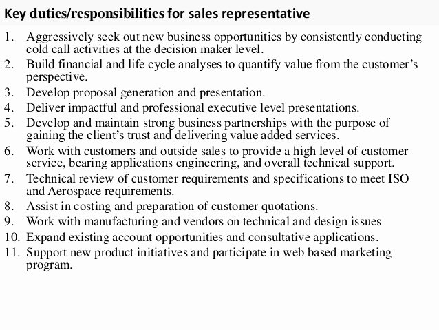 Sales Representative Job Description Sample