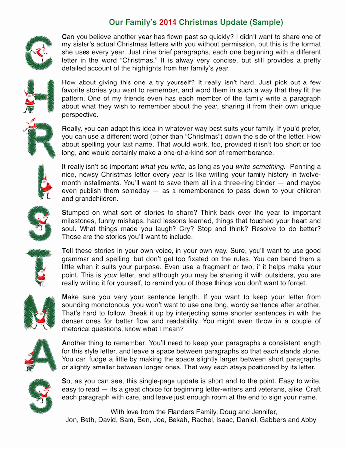 Sample Acrostic Christmas Letter with Free Printable