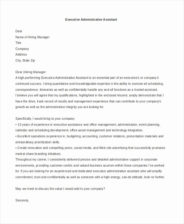 Sample Administrative assistant Cover Letter 7 Free