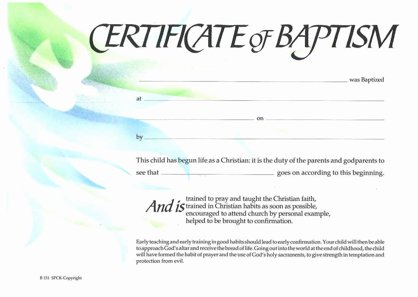 Sample Baptism Certificate Templates