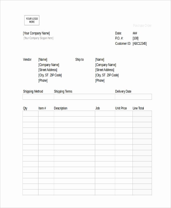 Sample Blank Purchase order form 11 Free Documents In