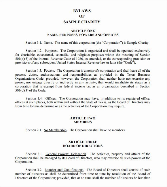 Sample bylaws Template 8 Free Documents In Pdf