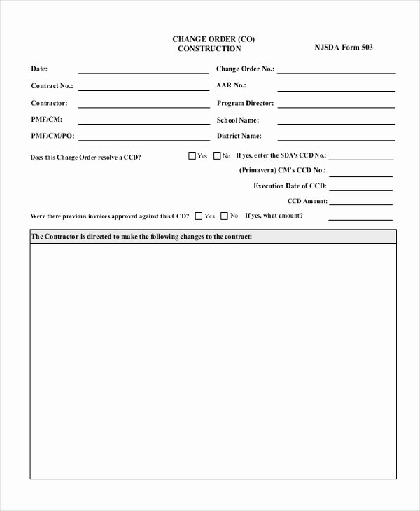 Sample Change order form 9 Free Documents In Doc Pdf