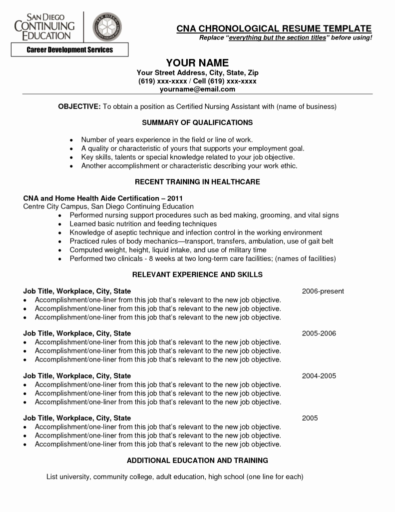 nursing assistant resume template