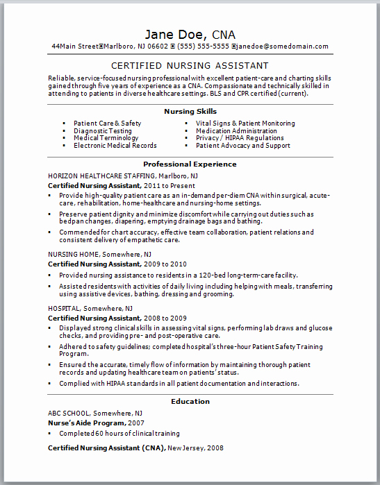 Cna Resume Templates Free  Letter Example Template