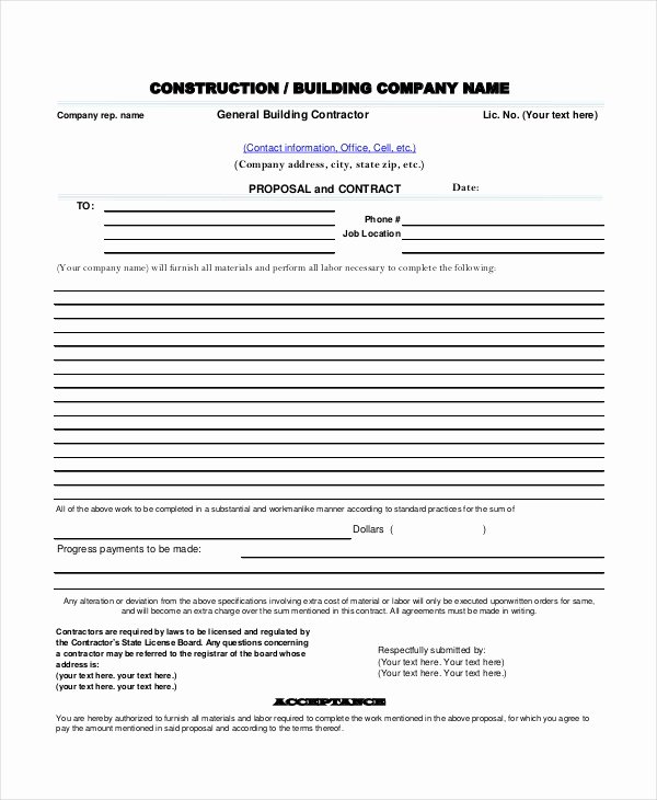 construction proposal form