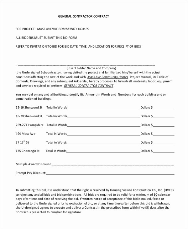 Sample Contractor Contract form 7 Free Documents In Pdf