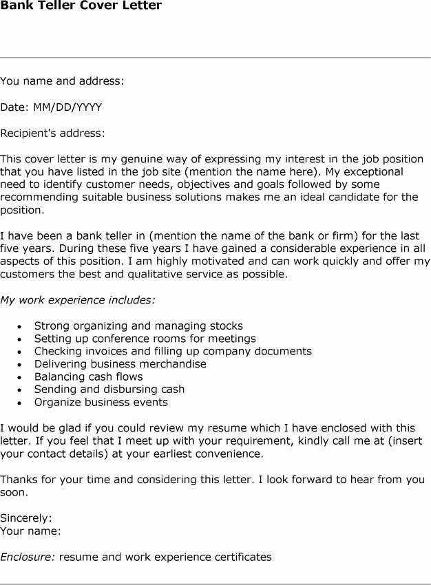 Cover Letter for Bank Job | Letter Example Template