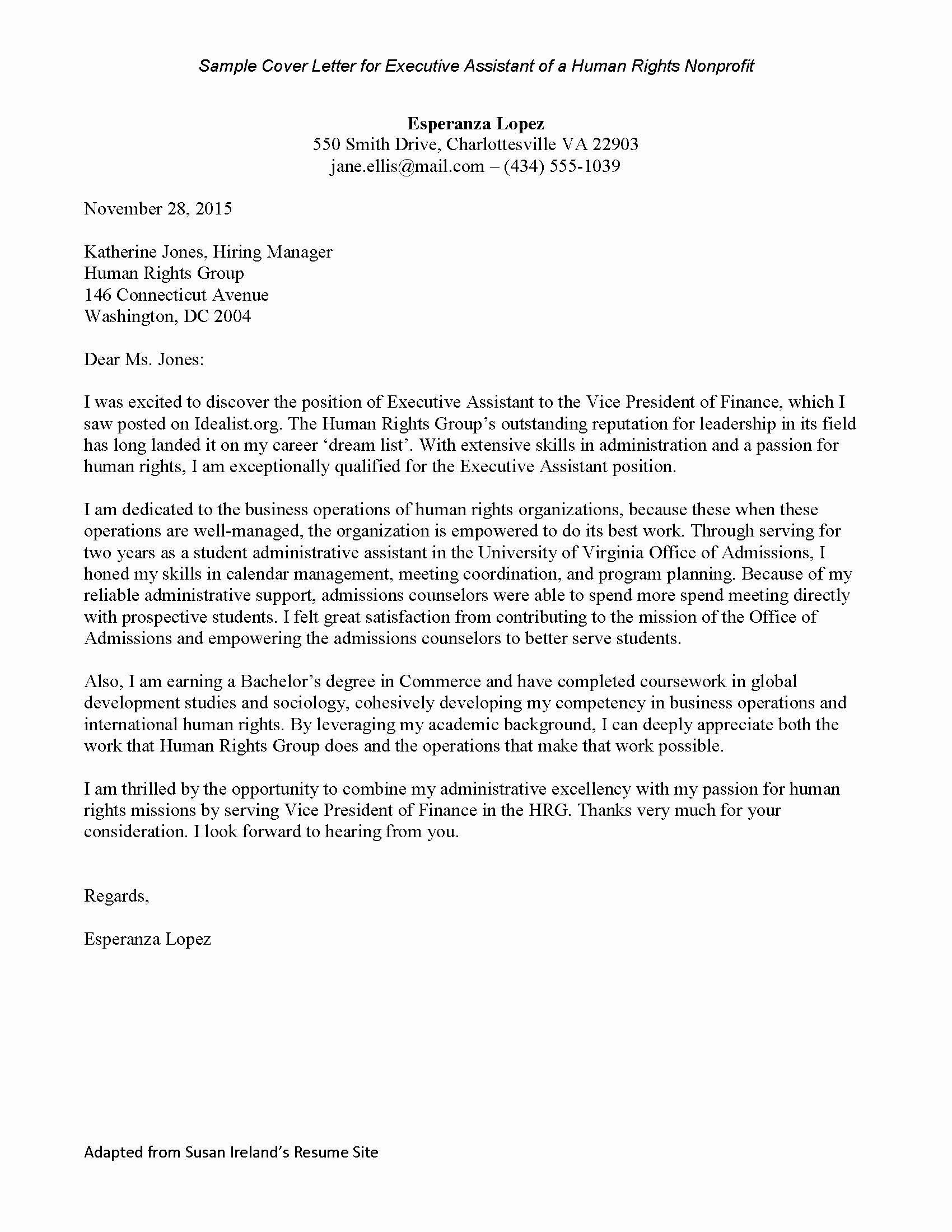 nonprofit program director cover letter