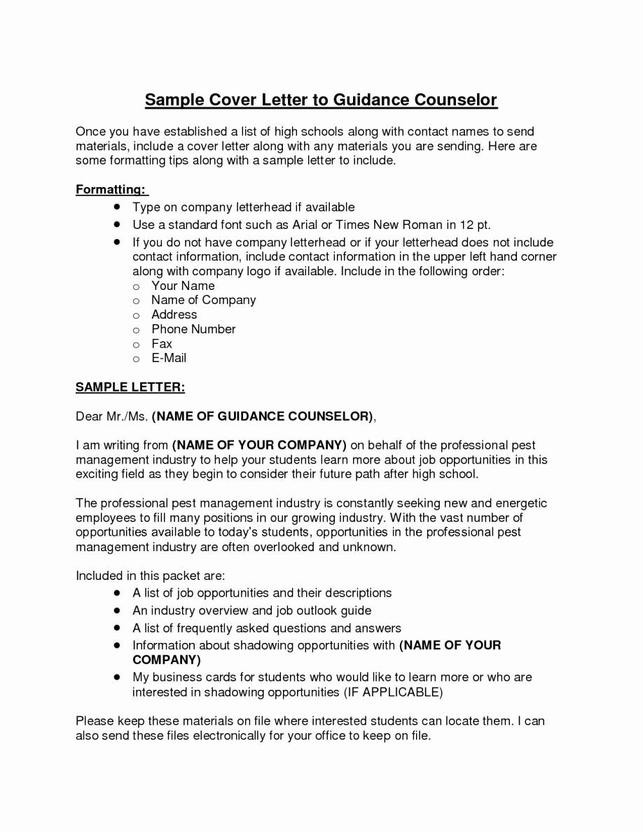 Sample Cover Letter for School Counseling Job