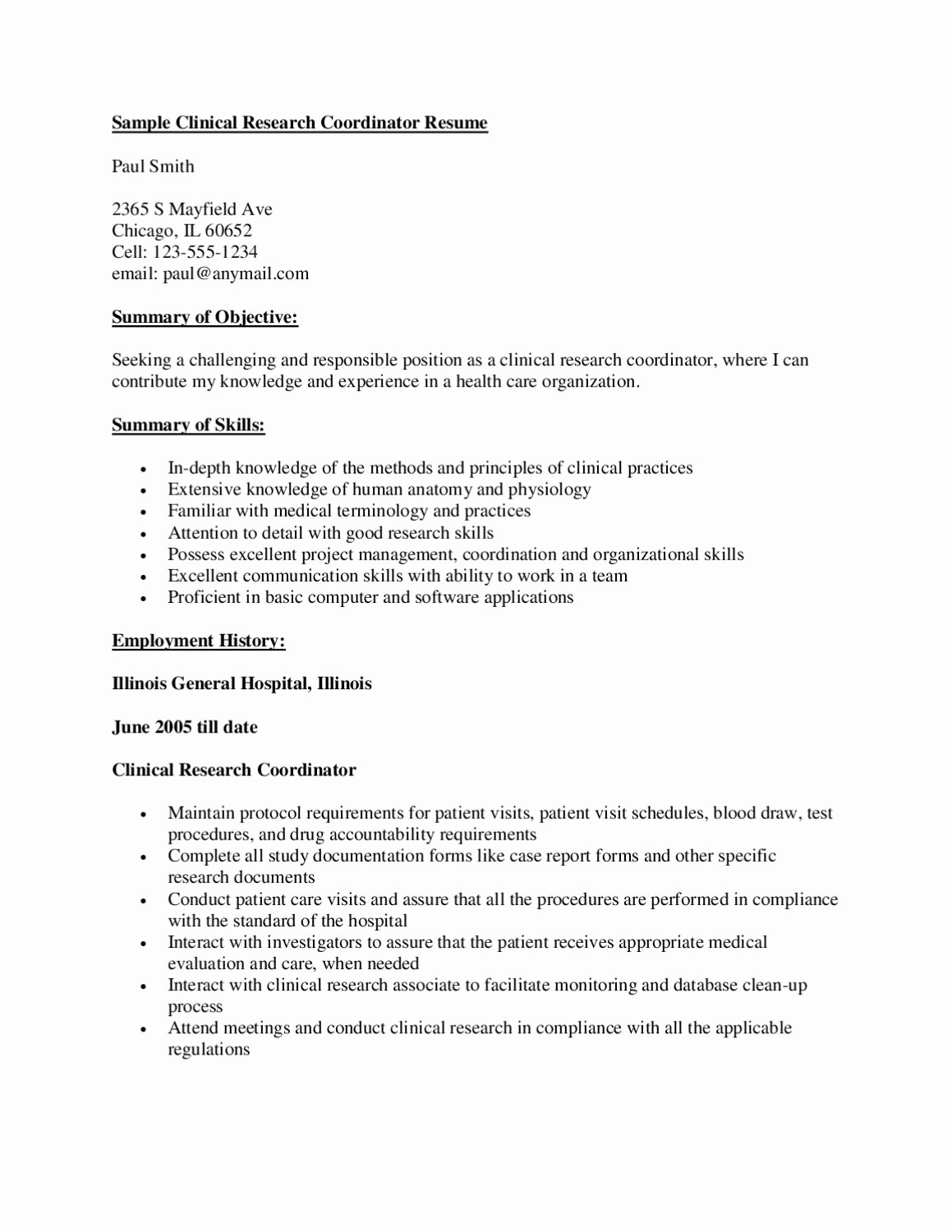 Sample Crc Resume by Pharma Student issuu