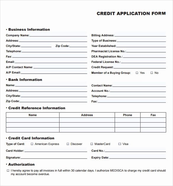 Sample Credit Application