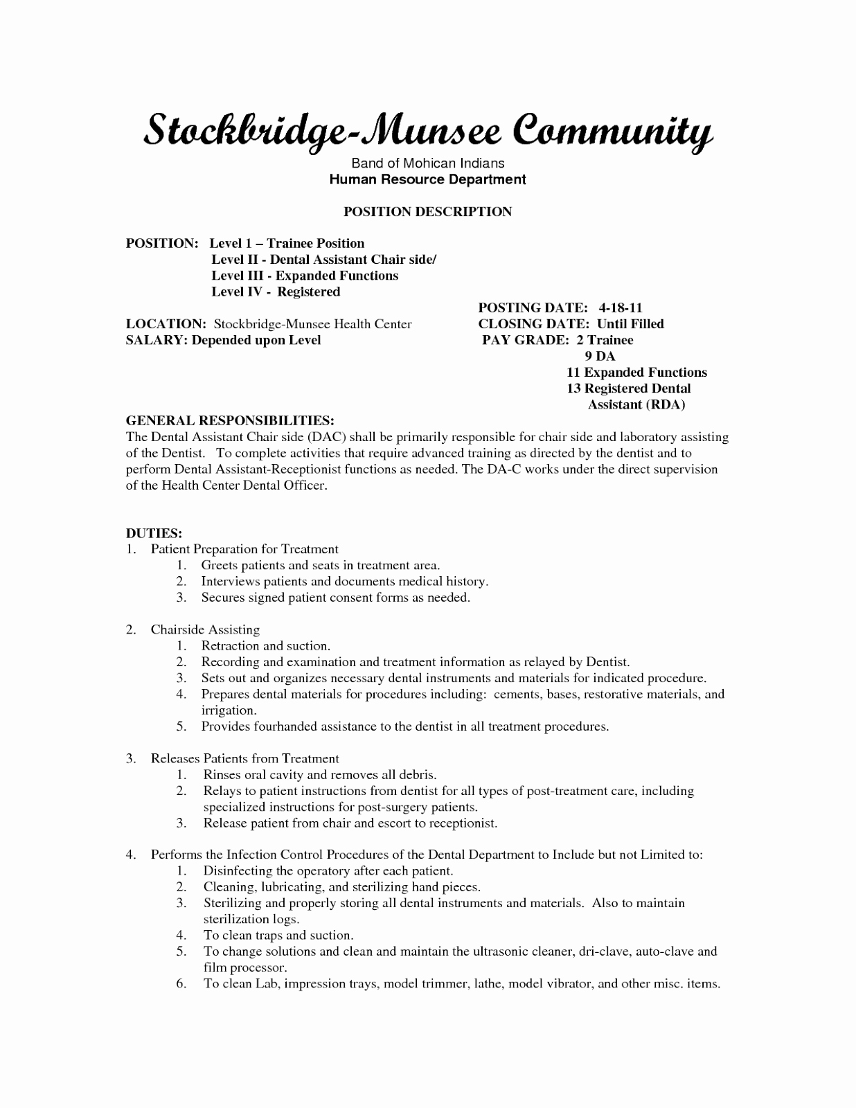 sample dental assistant resume